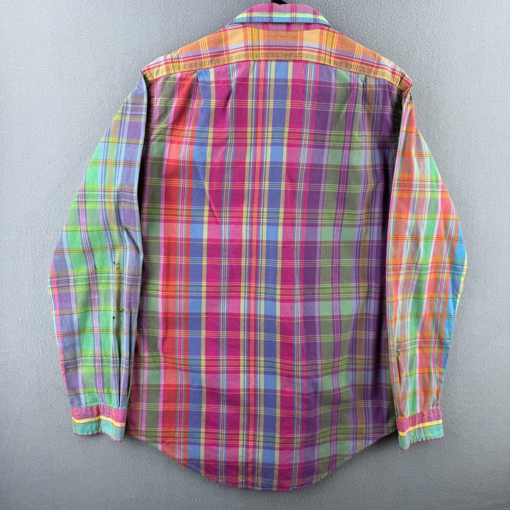 Polo Ralph Lauren Shirt Mens Large Trim Military Plaid Button Up Epaulettes - Picture 6 of 14